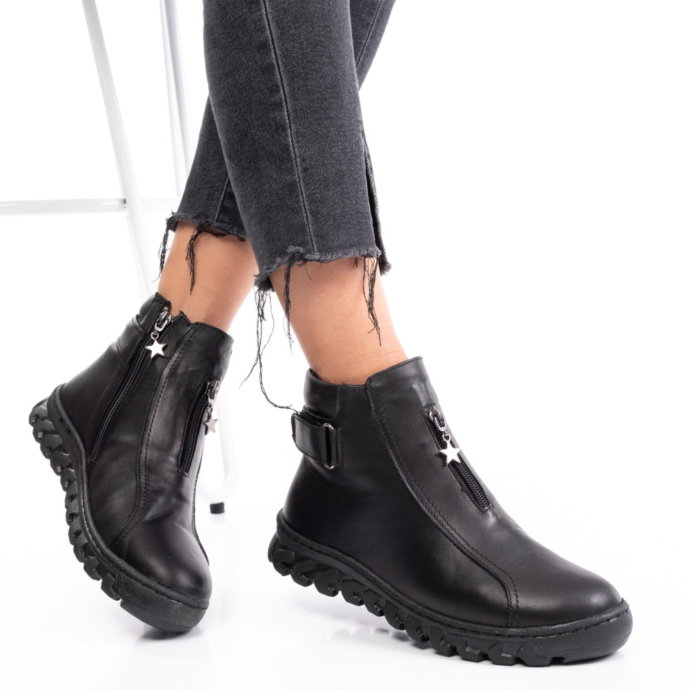 GHETE NEGRE PIELE NATURALA 3PC560
