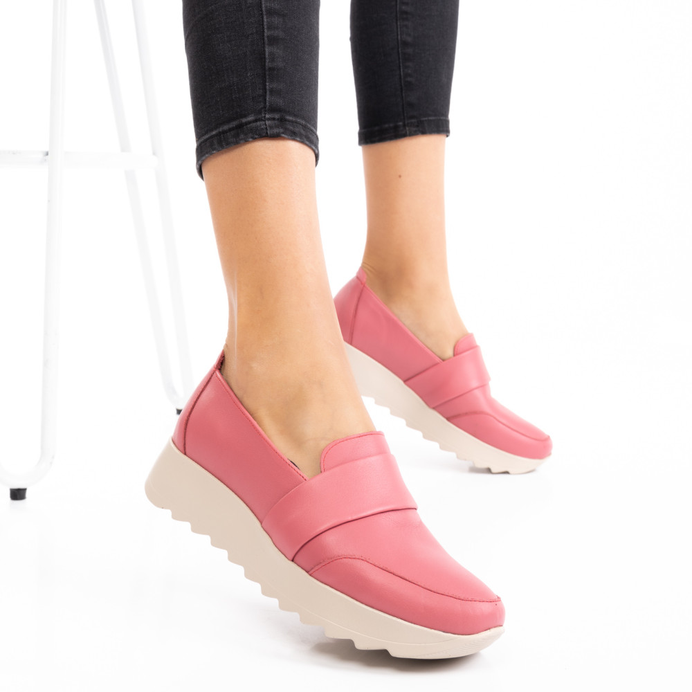 MOCASINI ROZ PIELE NATURALA 2PC022