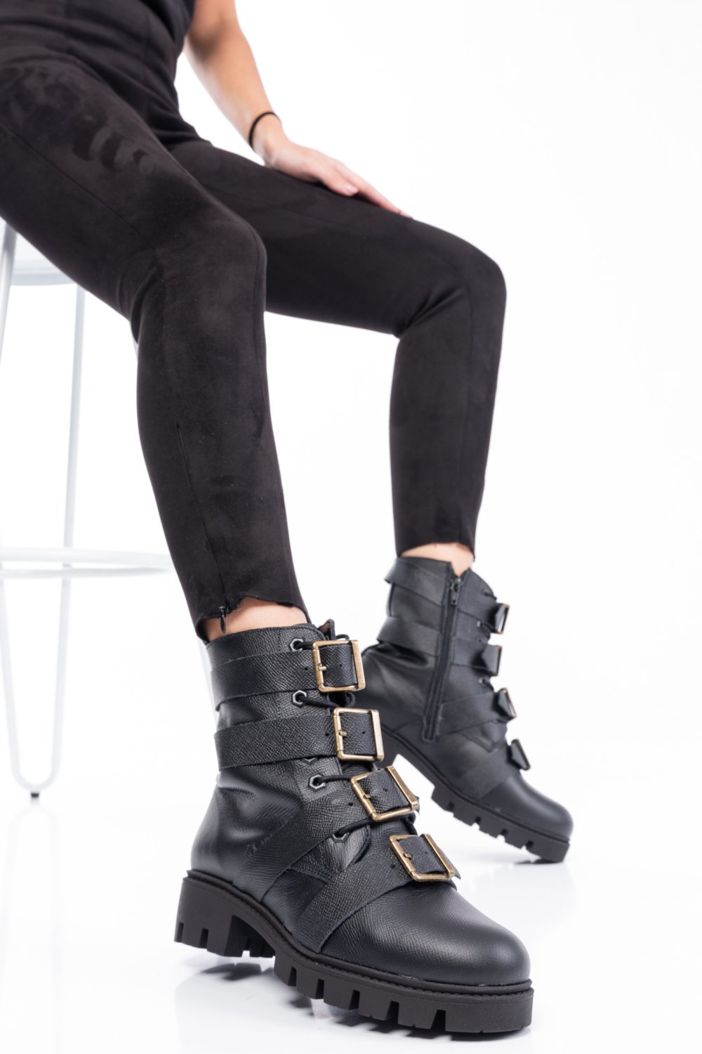 GHETE NEGRE PIELE NATURALA 1PC50