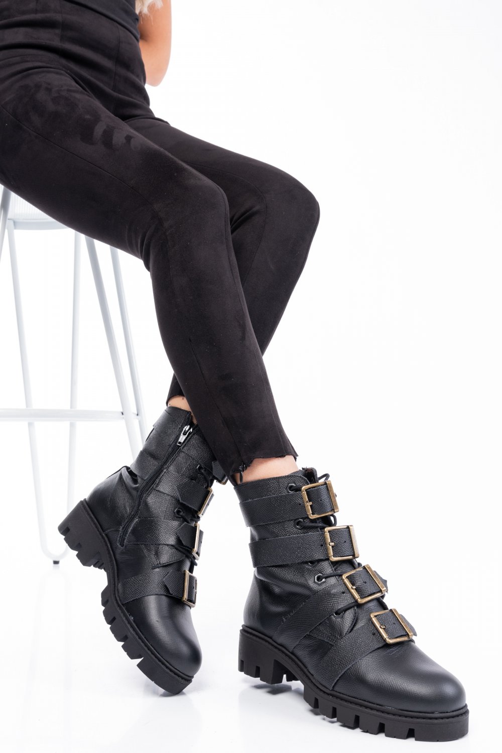 GHETE NEGRE PIELE NATURALA 1PC50