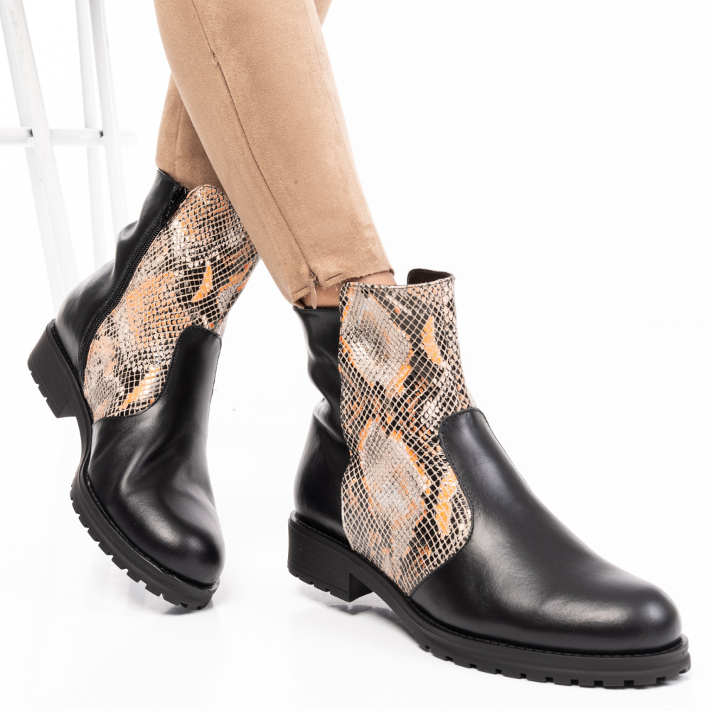 GHETE NEGRU PORTOCALIU SNK PIELE NATURALA 02PC