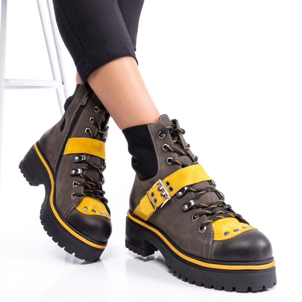 GHETE GRI PIELE NATURALA 5PC143