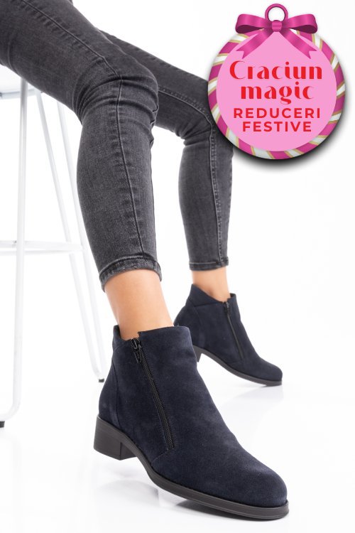 Ghete bleumarin piele naturala intoarsa 0pc1