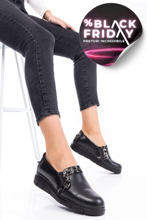 Pantofi black silver piele naturala 2pc023l