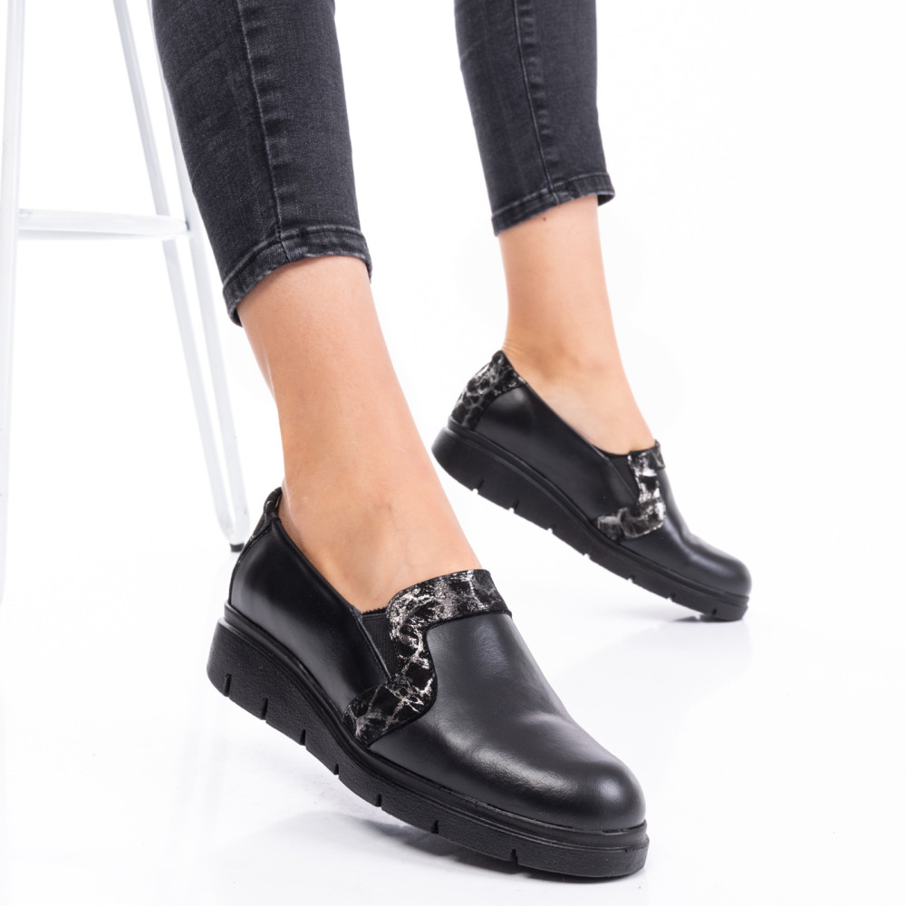 PANTOFI BLACK SILVER PIELE NATURALA 2PC023L