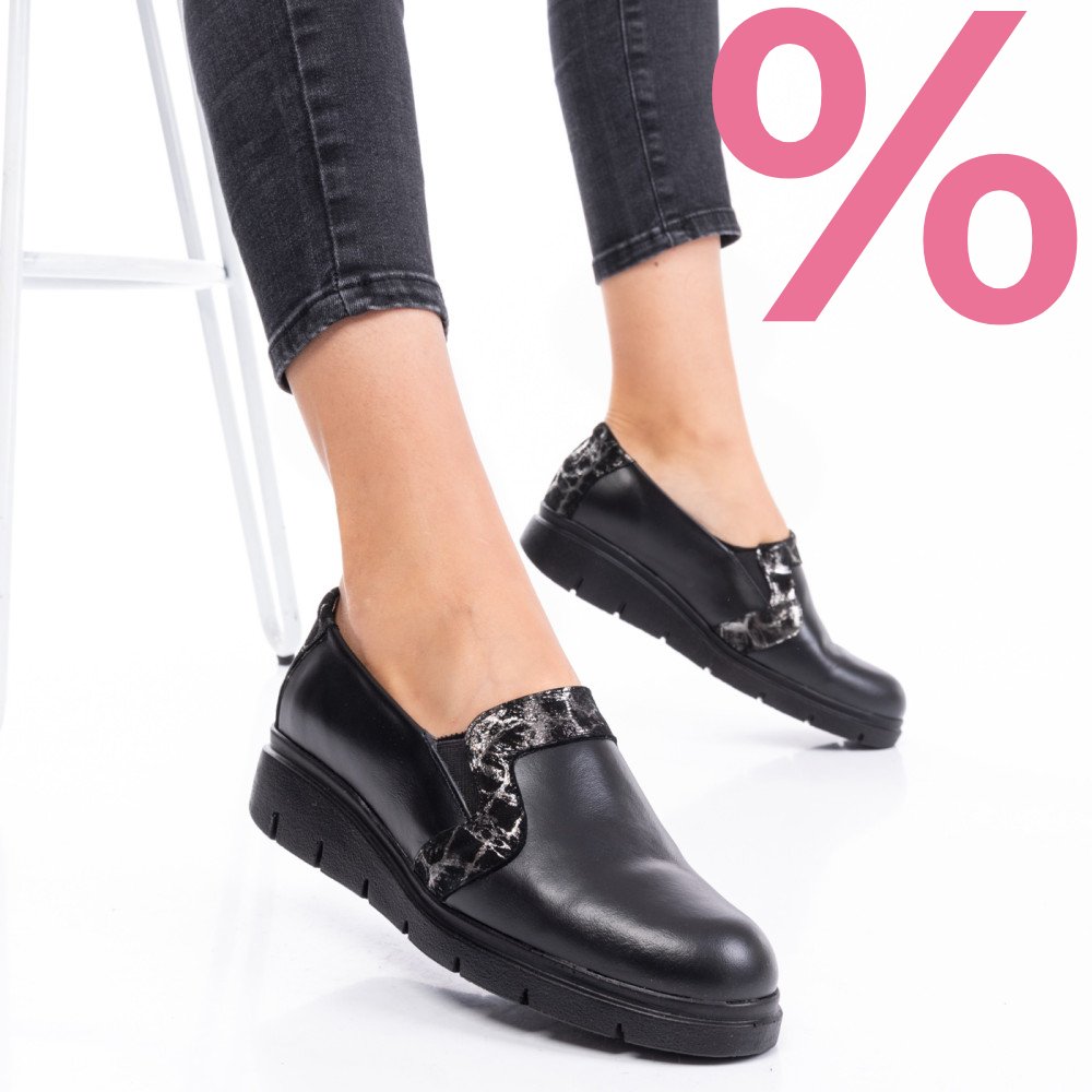 PANTOFI BLACK SILVER PIELE NATURALA 2PC023L