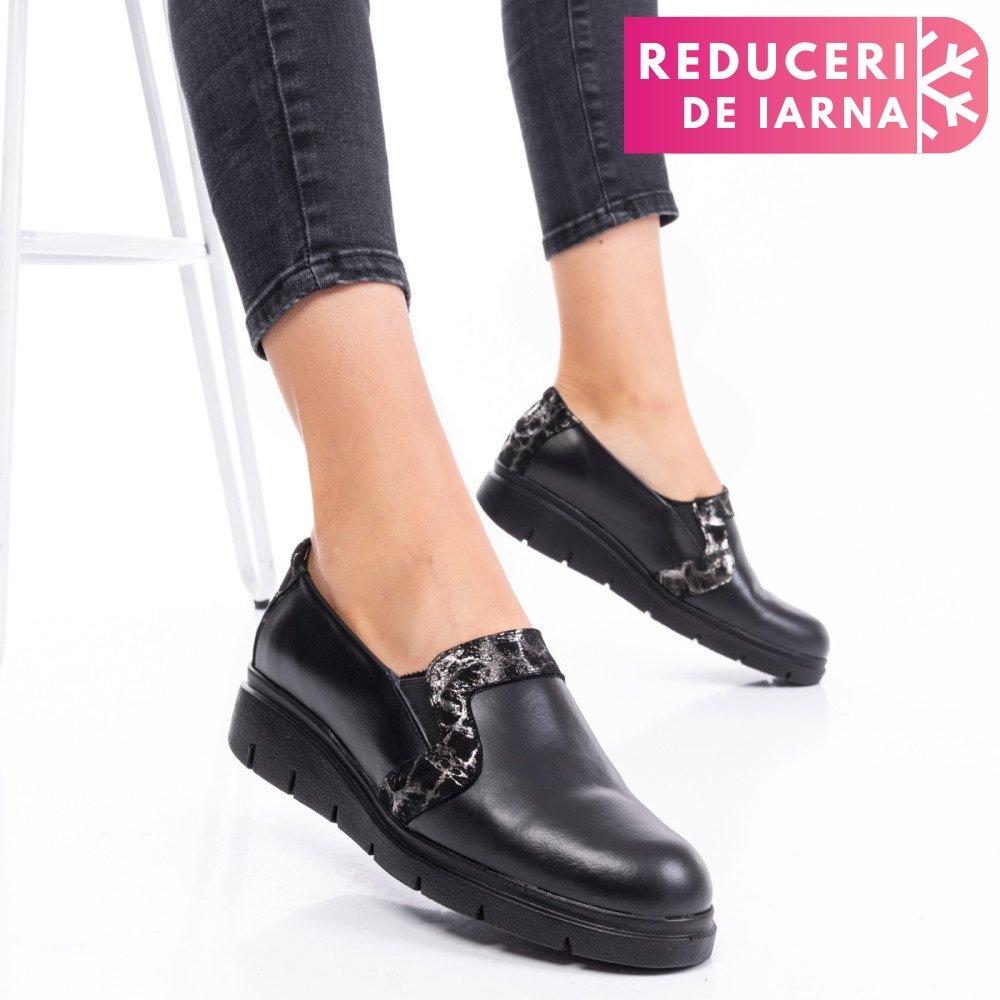 PANTOFI BLACK SILVER PIELE NATURALA 2PC023L