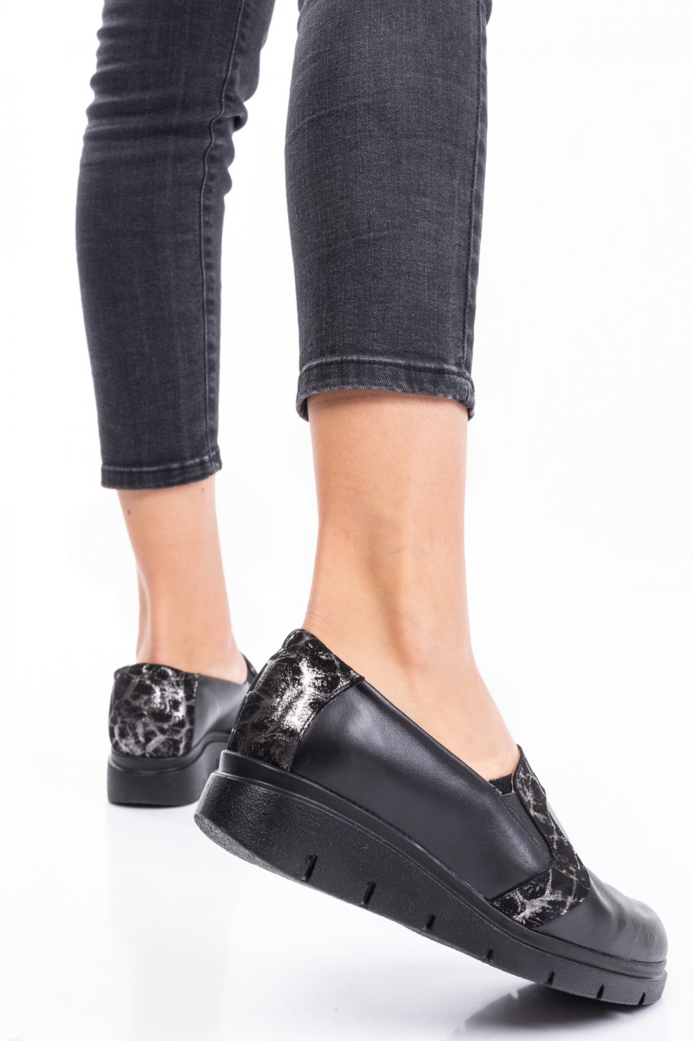 PANTOFI BLACK SILVER PIELE NATURALA 2PC023L