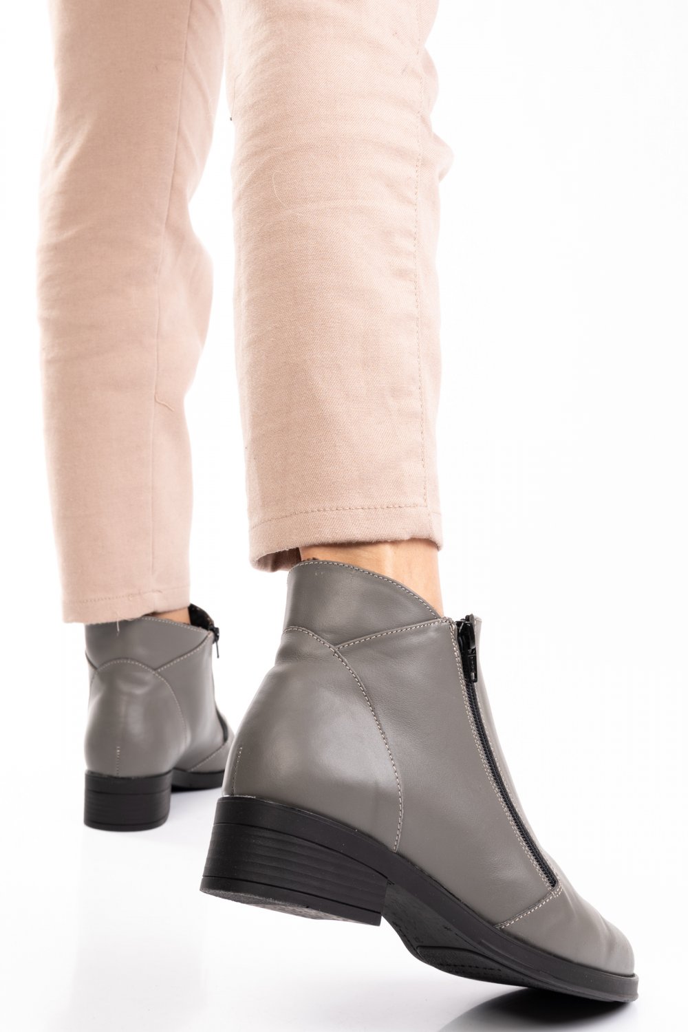 GHETE GRI DESCHIS PIELE NATURALA 0PC1