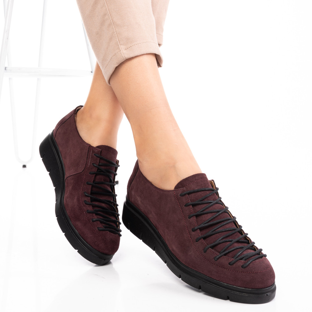 PANTOFIALL WINE PIELE NATURALA INTOARSA 2PC035