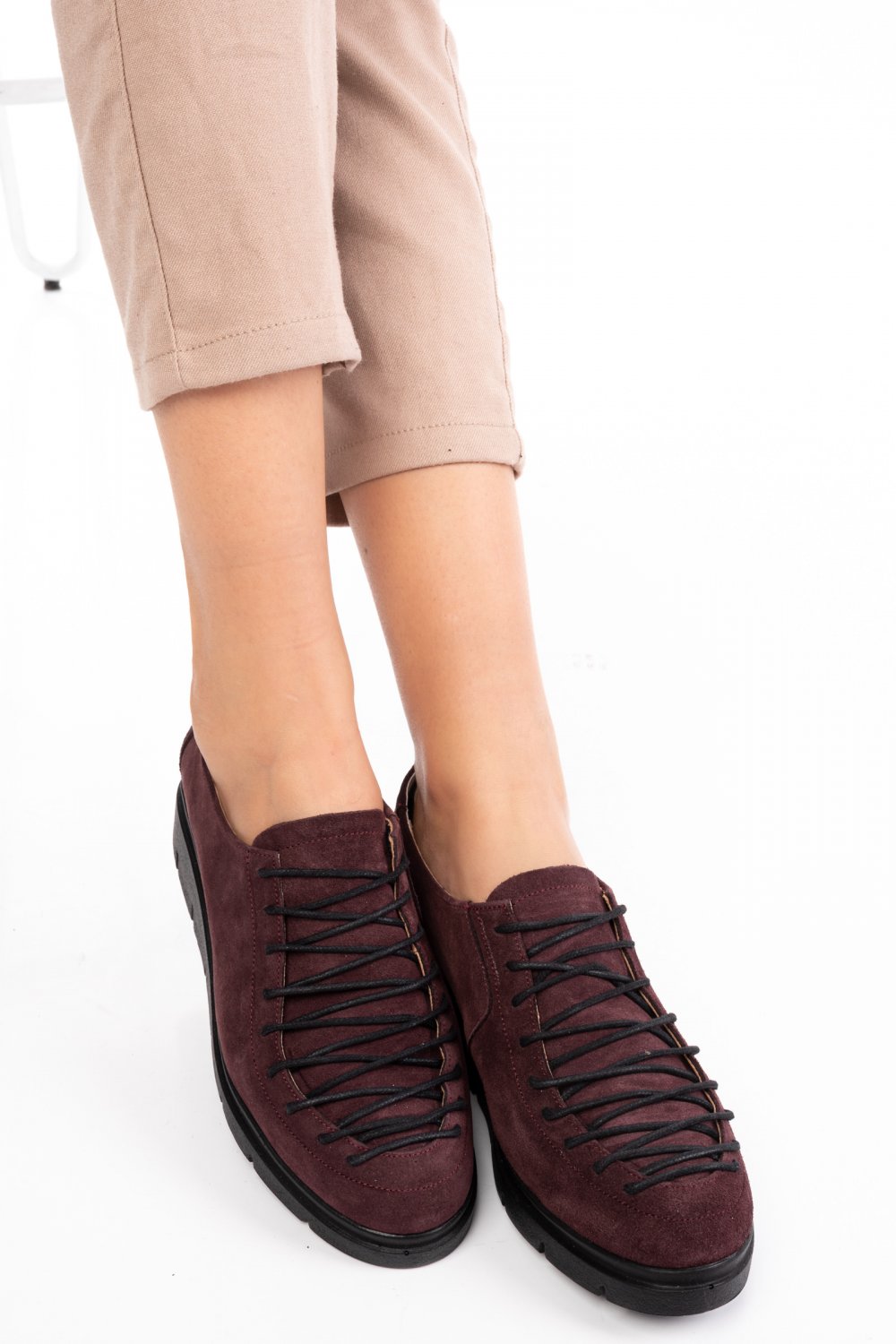 PANTOFIALL WINE PIELE NATURALA INTOARSA 2PC035