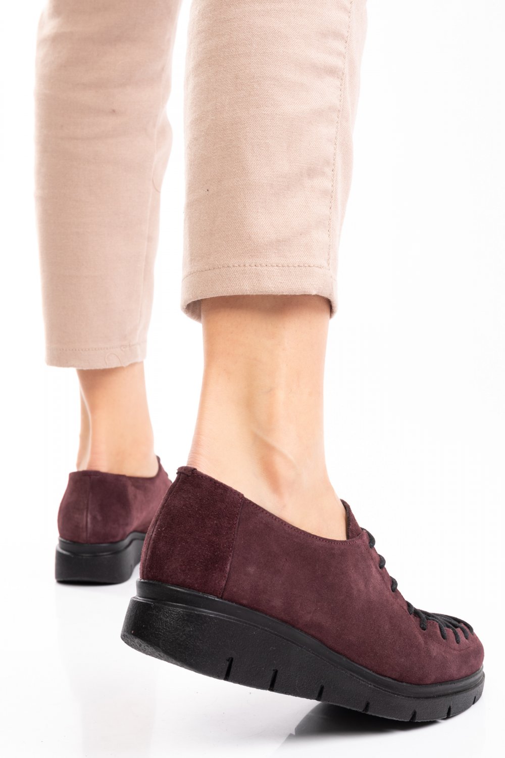 PANTOFIALL WINE PIELE NATURALA INTOARSA 2PC035