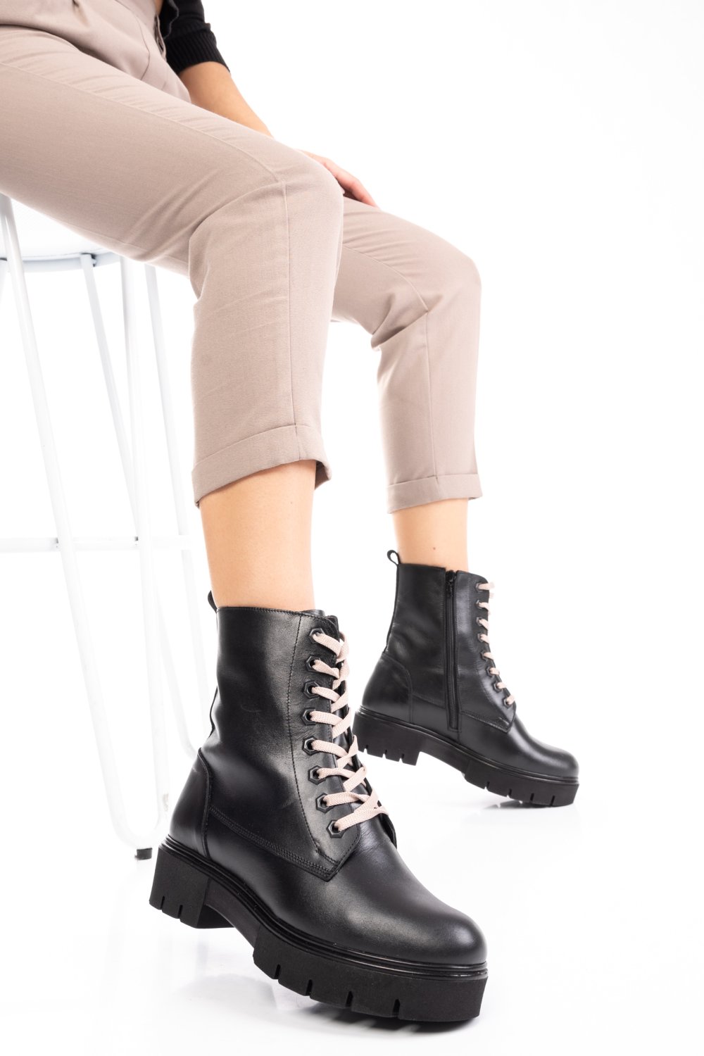 GHETE NEGRE PIELE NATURALA 1PC25