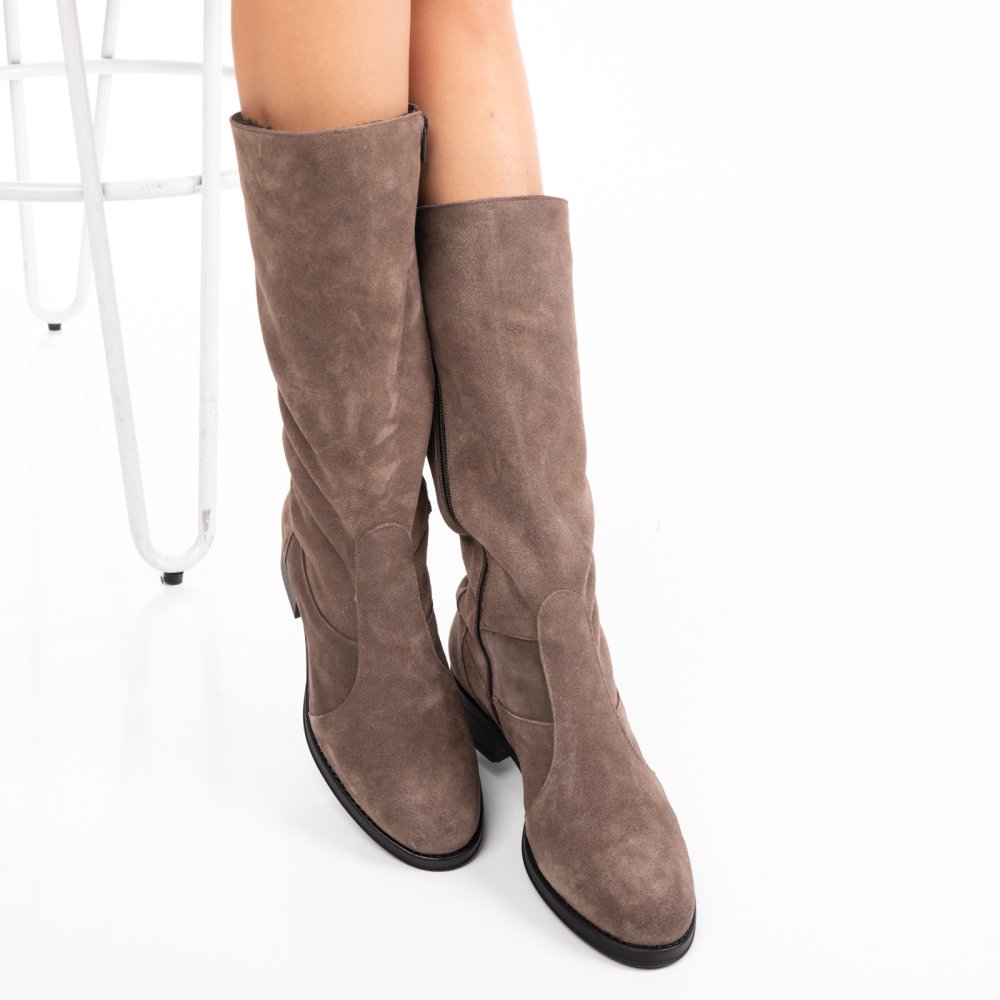 CIZME GRI  PIELE NATURALA INTOARSA 7PC01-IMB