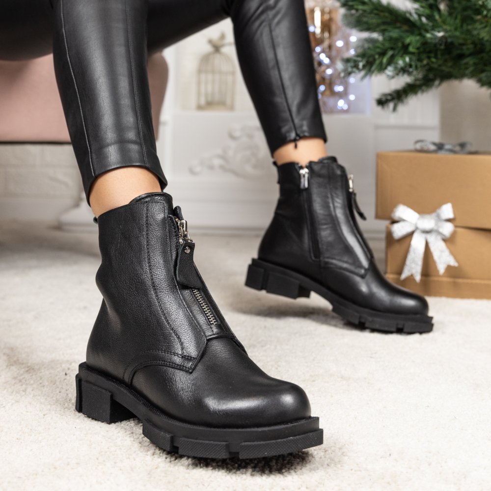 GHETE NEGRE PIELE NATURALA 3PC012