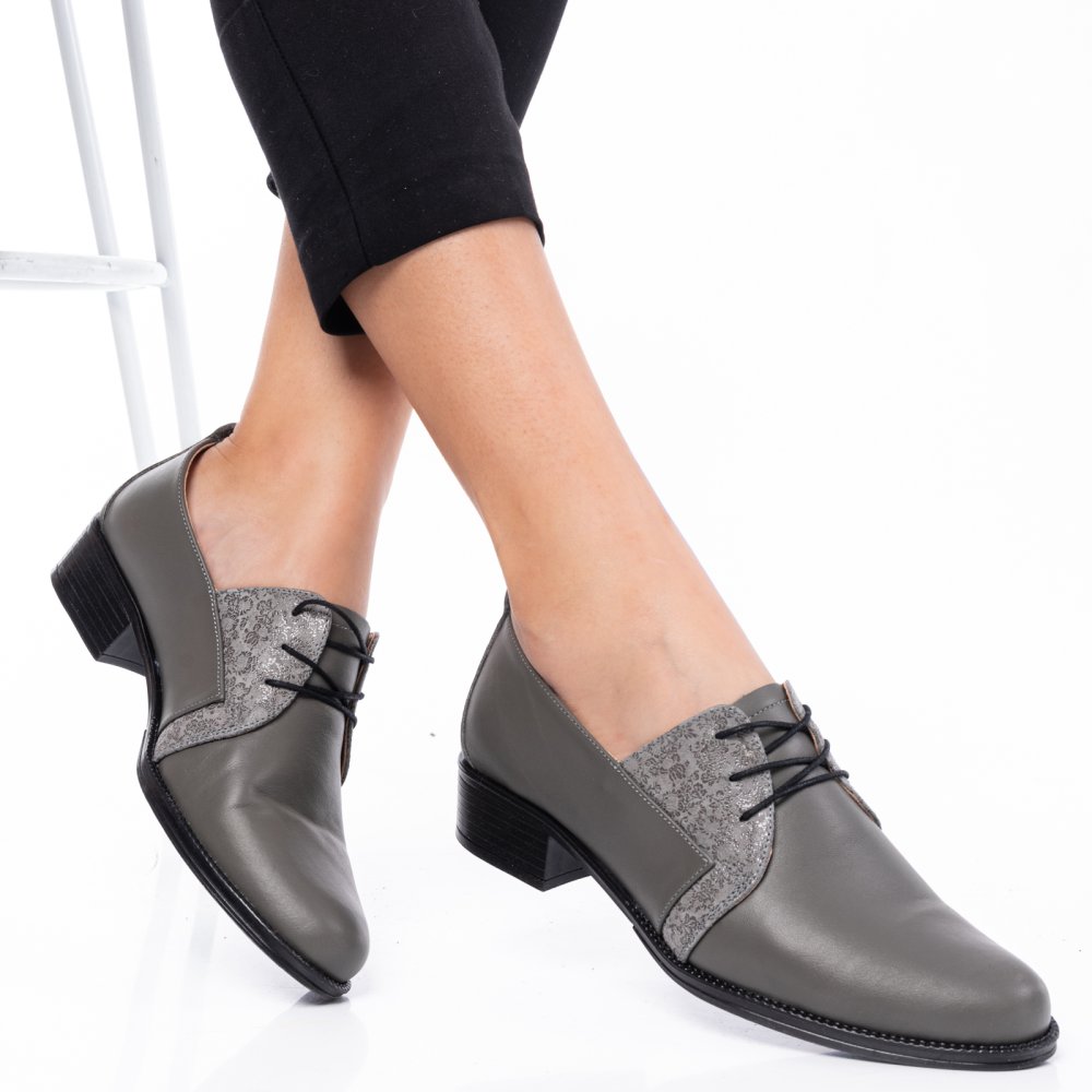 PANTOFI GRI PIELE NATURALA 2PC011