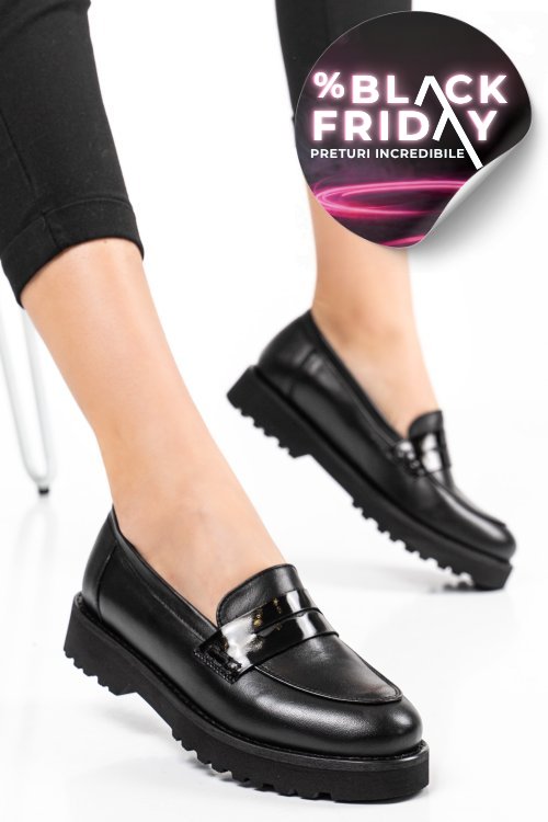 Mocasini negri piele naturala 2pc21648np
