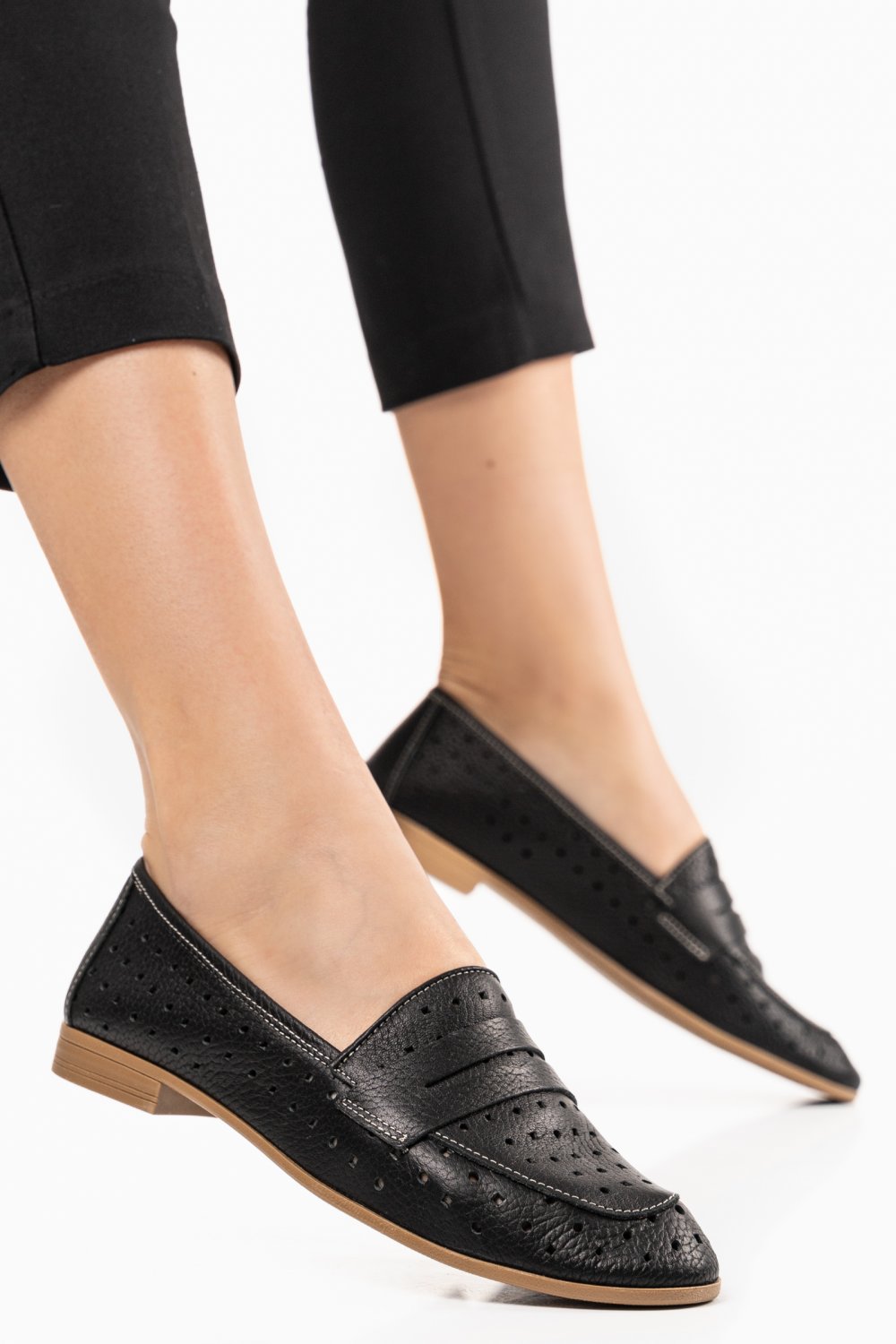 MOCASINI NEGRE PIELE NATURALA 3PC4-02