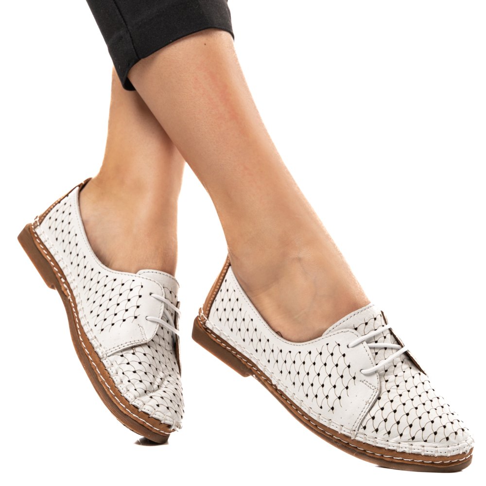 PANTOFI ALBI PIELE NATURALA 8PC5-419