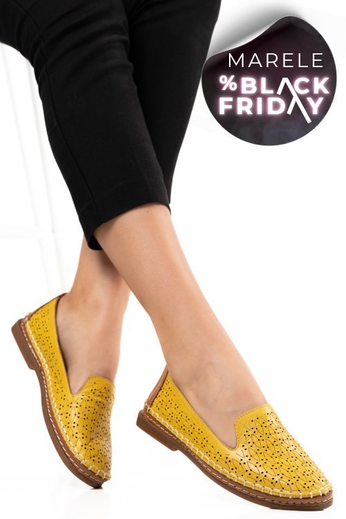 Espadrile galbene piele naturala 4pc18-2