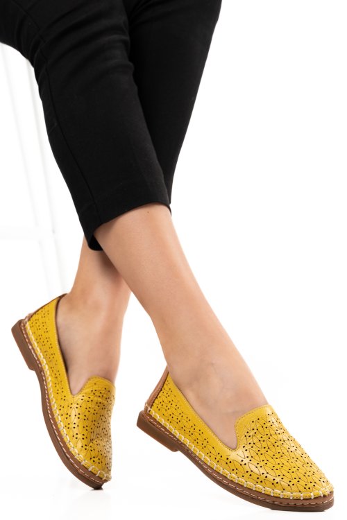 Espadrile galbene piele naturala 4pc18-2