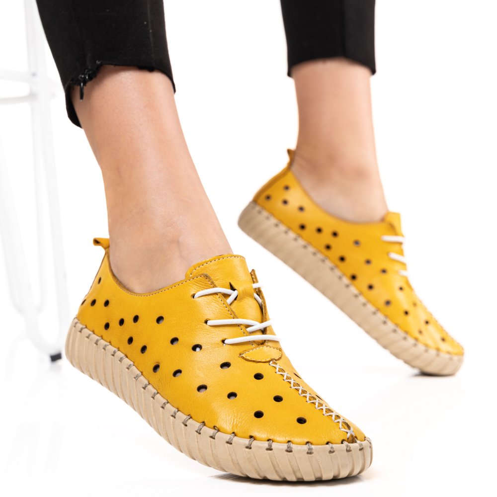 PANTOFI GALBENI PIELE NATURALA 5PC55