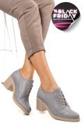 BOTINE GRI DESCHIS PIELE NATURALA 0PC17