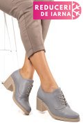 BOTINE GRI DESCHIS PIELE NATURALA 0PC17