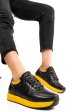 Pantofi sport negru galben piele naturala vpcali