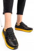PANTOFI SPORT NEGRU GALBEN PIELE NATURALA VPCALI