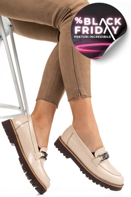 Mocasini crem piele naturala lacuita 2pc21647npk