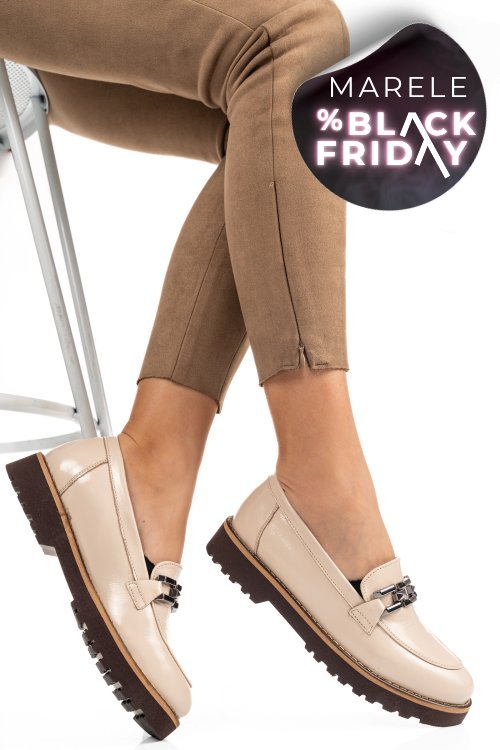 Mocasini crem piele naturala lacuita 2pc21647npk