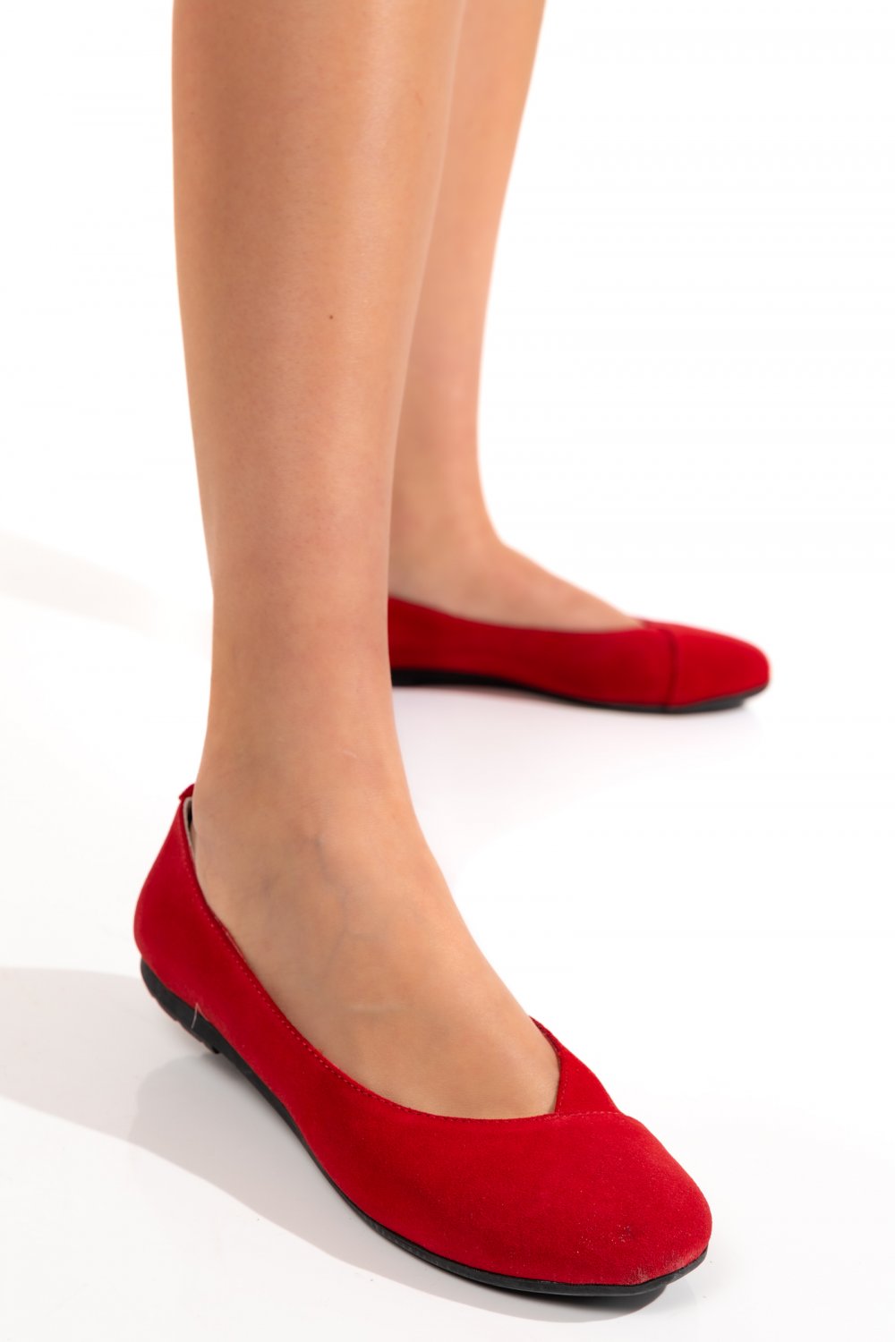 BALERINI ROSII PIELE NATURALA INTOARSA MPCARCELA