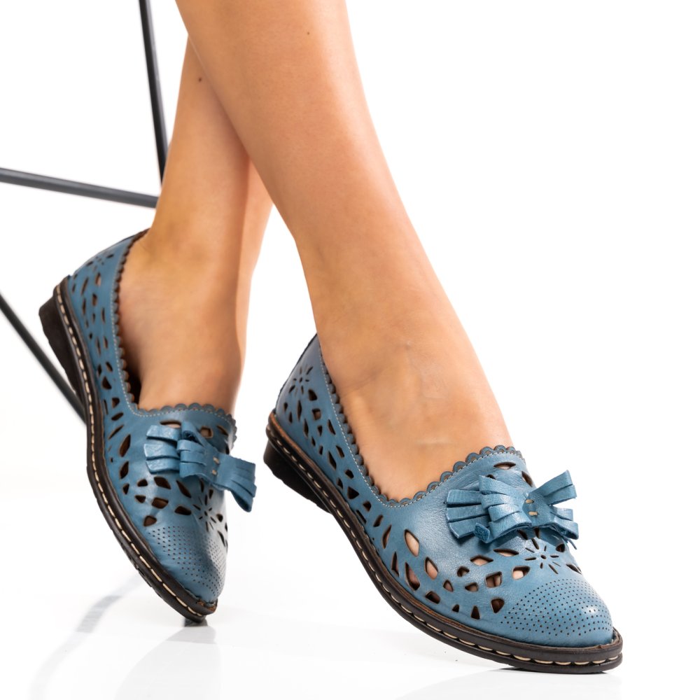 ESPADRILE ALBASTRE PIELE NATURALA 2PC386