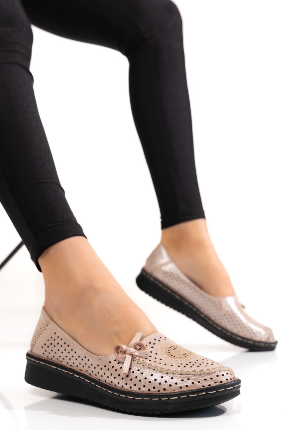 PANTOFI ROZ SIDEF PIELE NATURALA 4PC60
