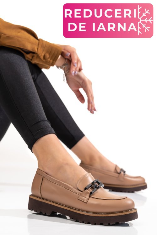 Mocasini taupe piele naturala 2pc21647np