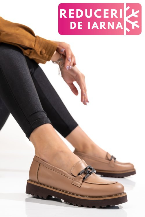 Mocasini taupe piele naturala 2pc21647np