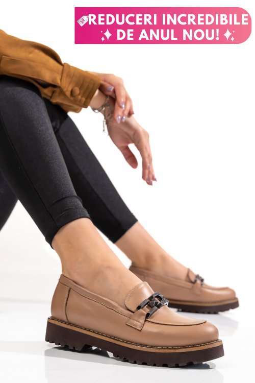 Mocasini taupe piele naturala 2pc21647np