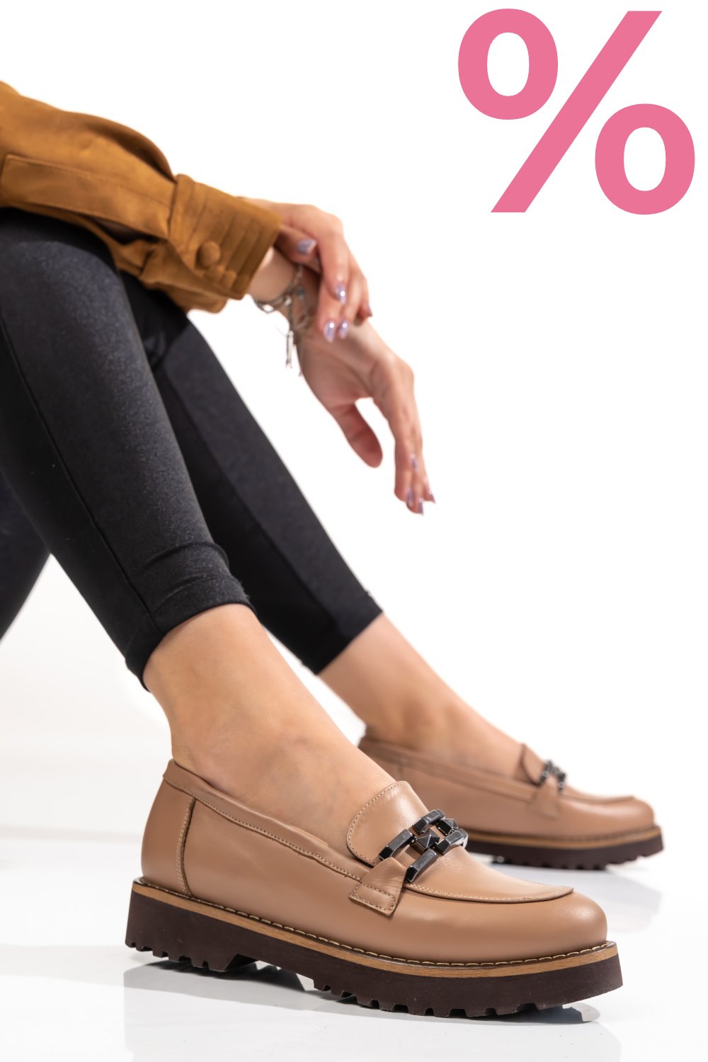 MOCASINI TAUPE PIELE NATURALA 2PC21647NP