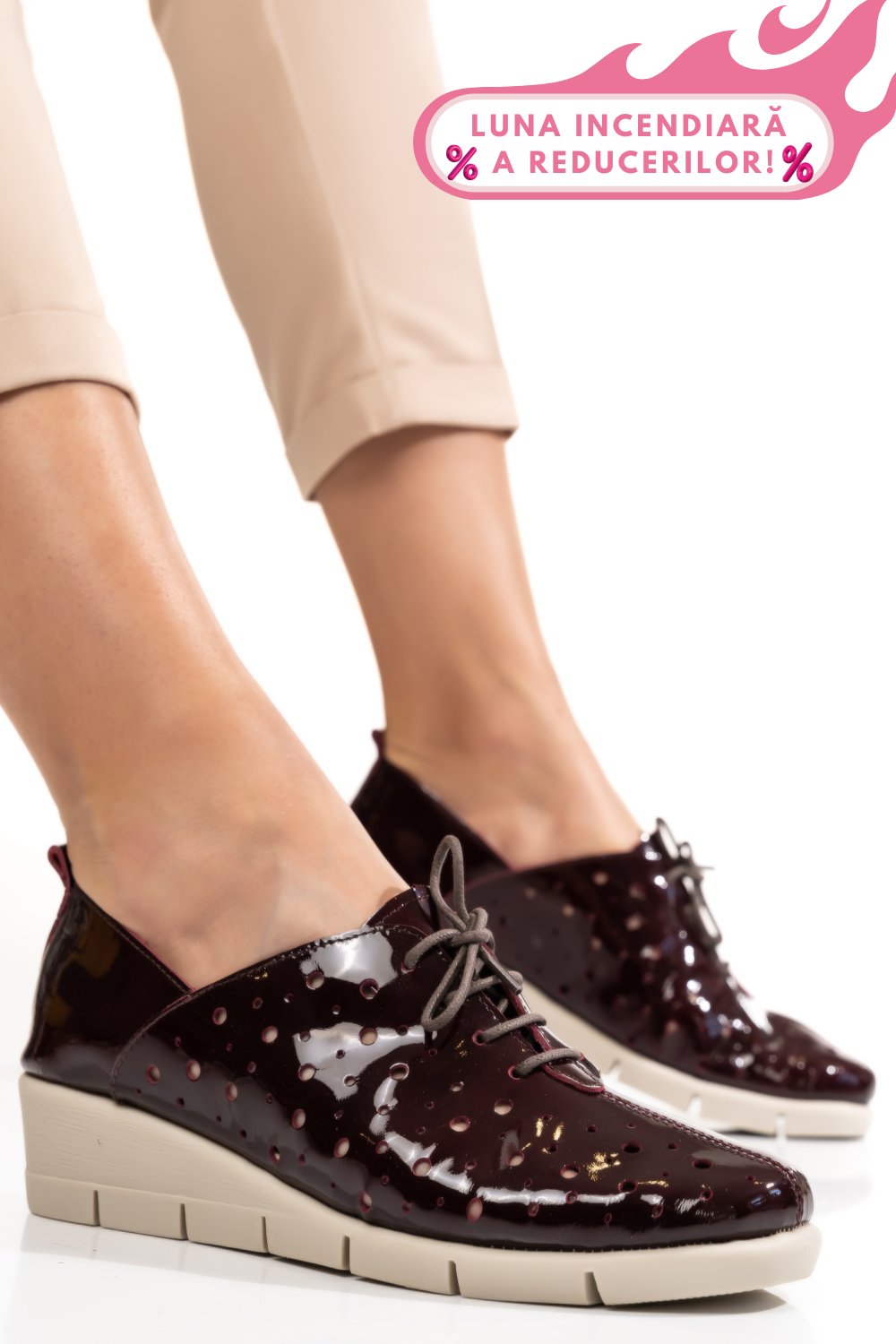 PANTOFI BORDO PIELE NATURALA LACUITA BPC235-16