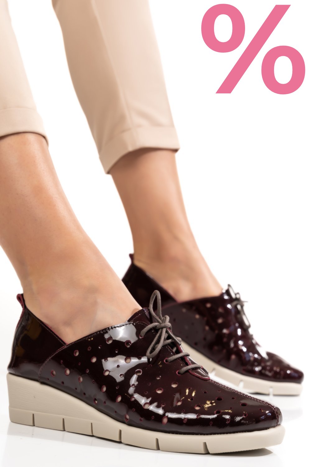 PANTOFI BORDO PIELE NATURALA LACUITA BPC235-16