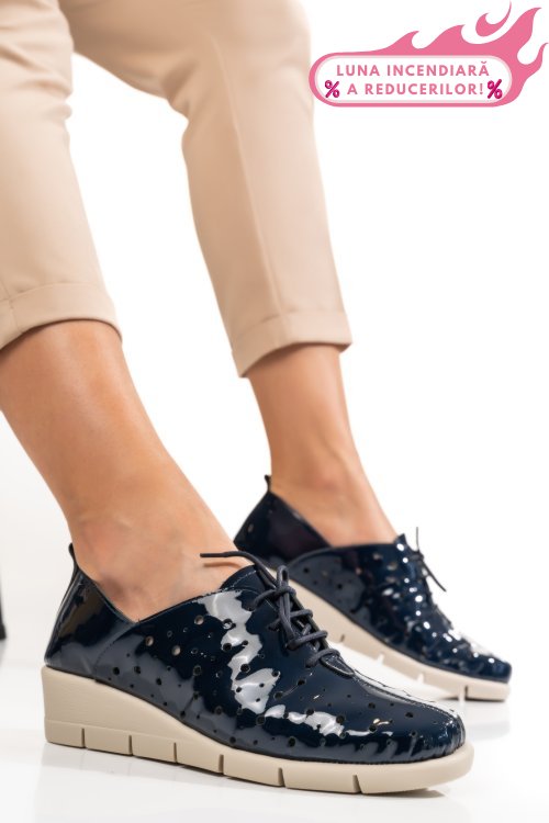 Pantofi bleumarin piele naturala lacuita bpc235-16
