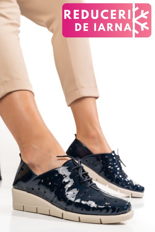 Pantofi bleumarin piele naturala lacuita bpc235-16
