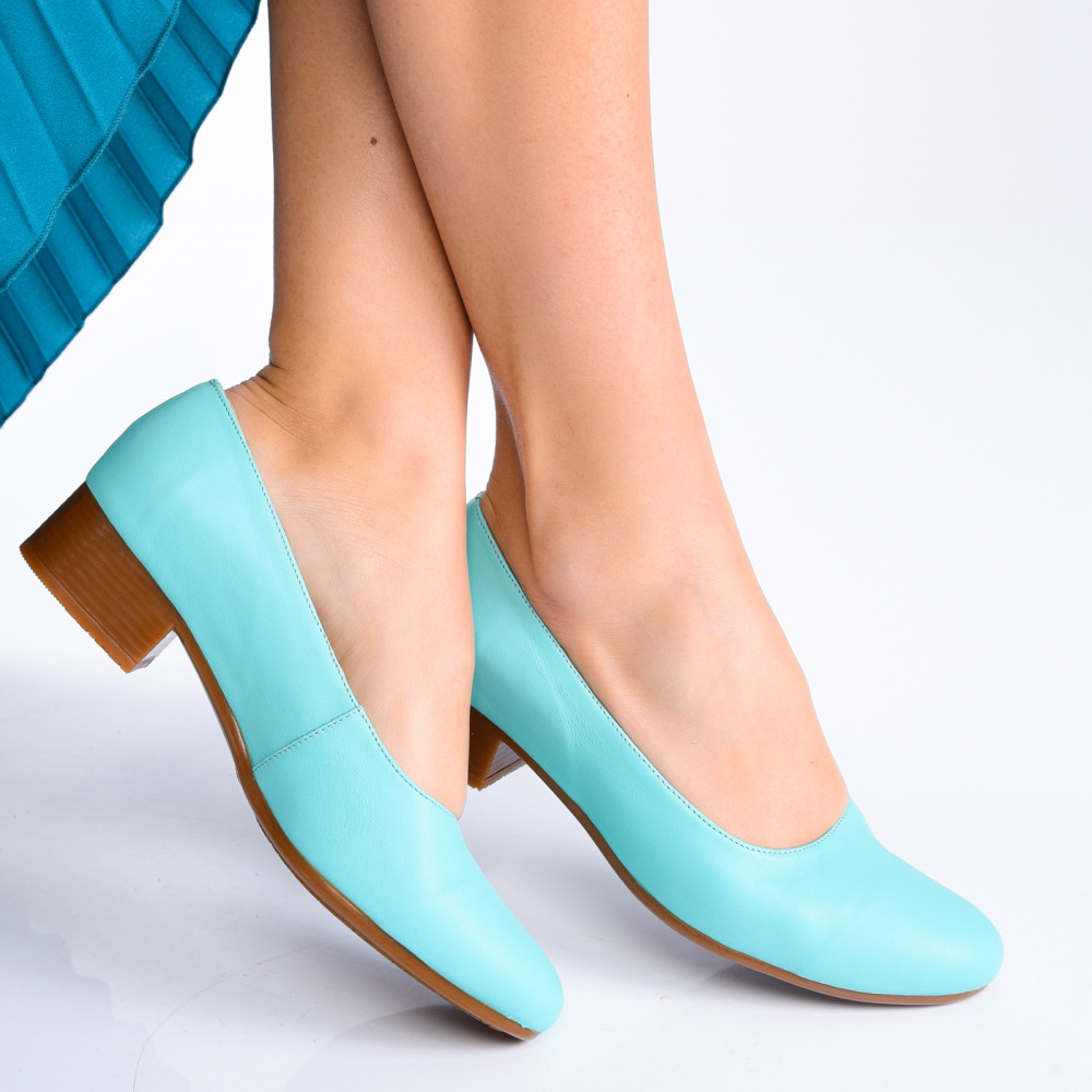 PANTOFI TURQOISE TOC MARO PIELE NATURALA 2PC040
