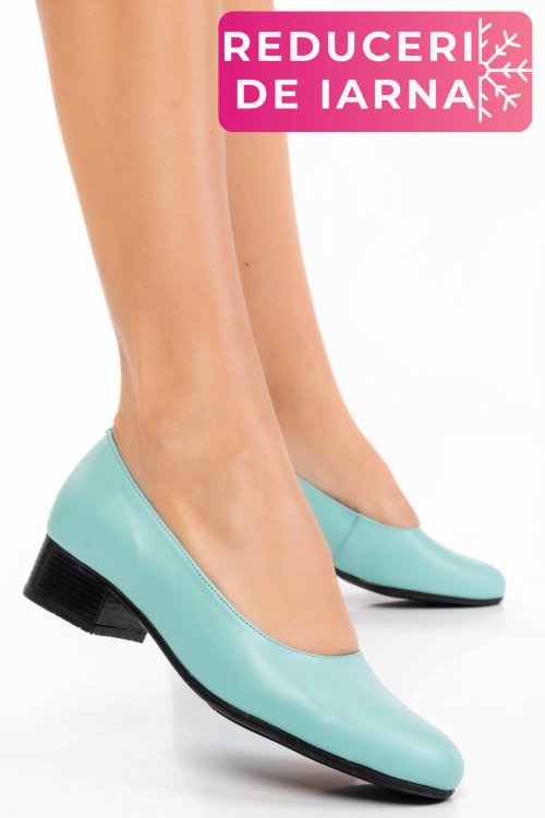 Pantofi turqoise piele naturala 2pc040