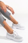 PANTOFI SPORT ALBI PIELE NATURALA 2PC027