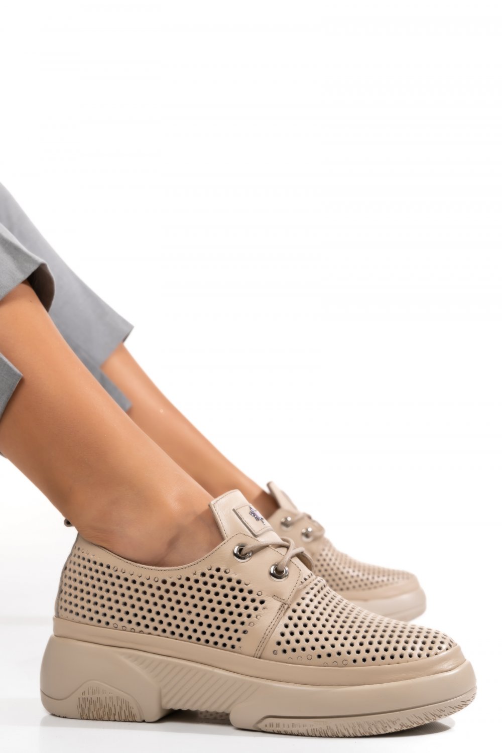 PANTOFI SPORT BEJ PIELE NATURALA 2PC027