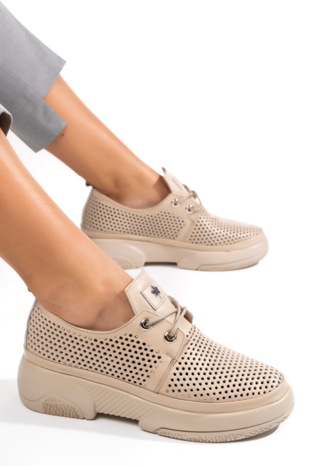 PANTOFI SPORT BEJ PIELE NATURALA 2PC027