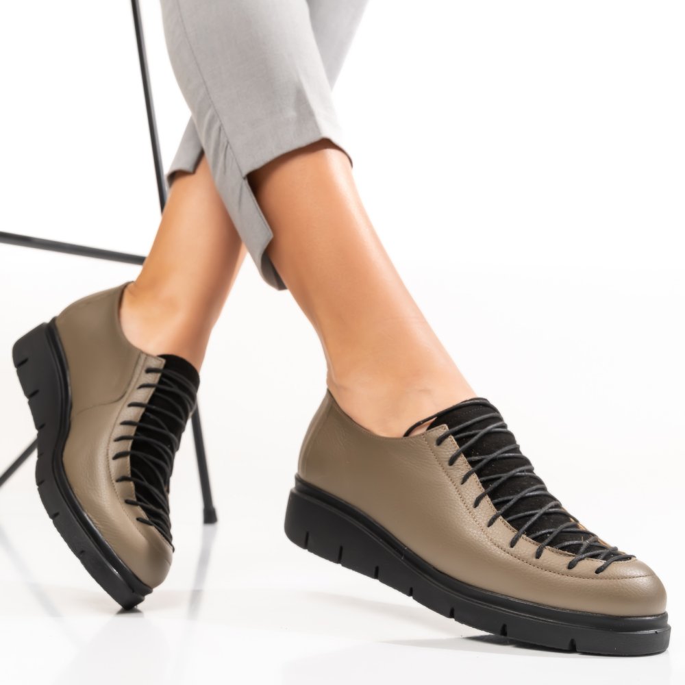 PANTOFI KHAKI PIELE NATURALA 2PC035