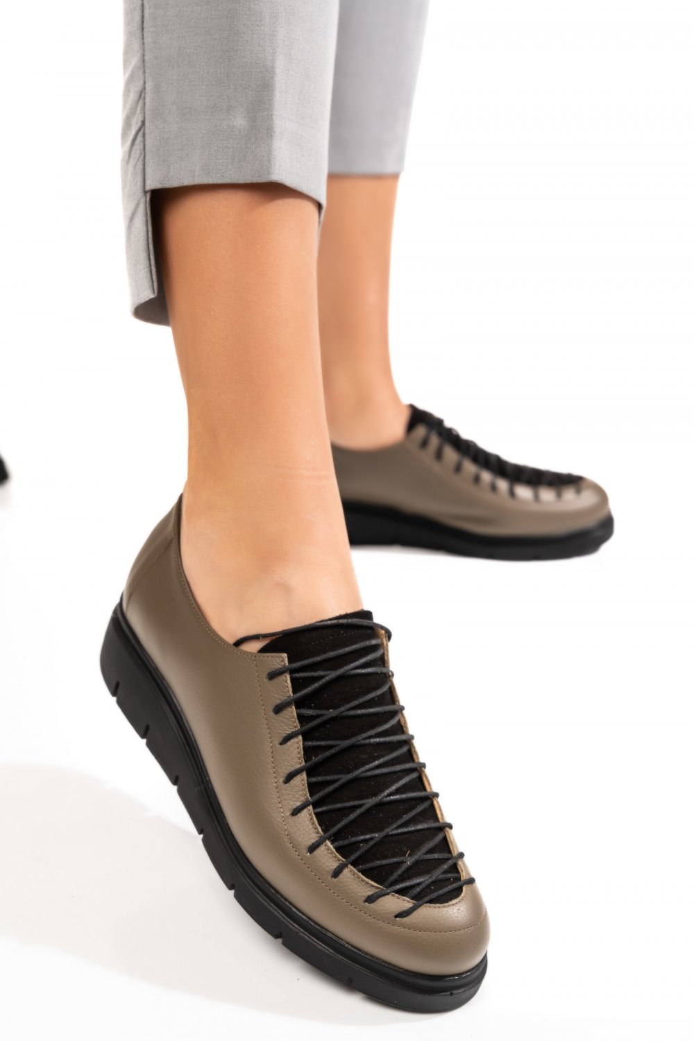 PANTOFI KHAKI PIELE NATURALA 2PC035